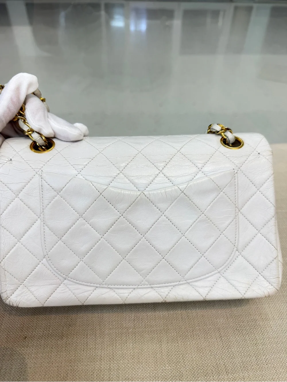 CHANEL White Classic Double Flap Bag